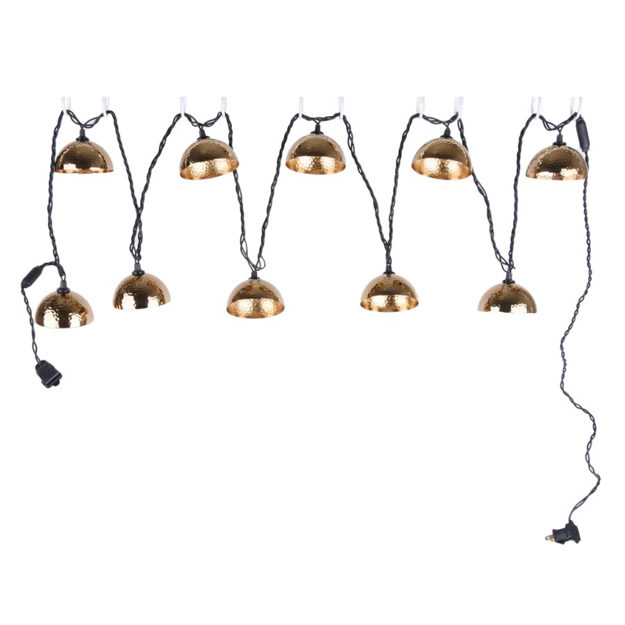 Lighting * | Featured 10-Count Metal Dome String Light Set, Copper