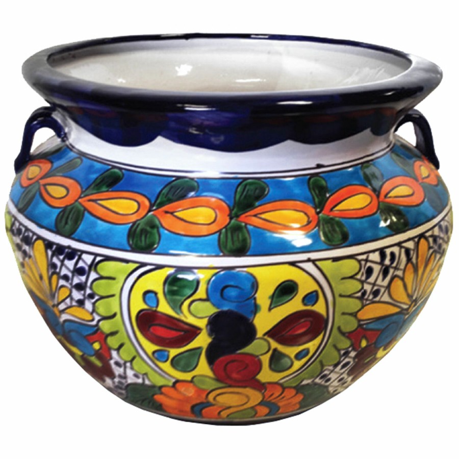 Pots & Planters * | Discount Talavera Multicolored Ceramic Planter, Large