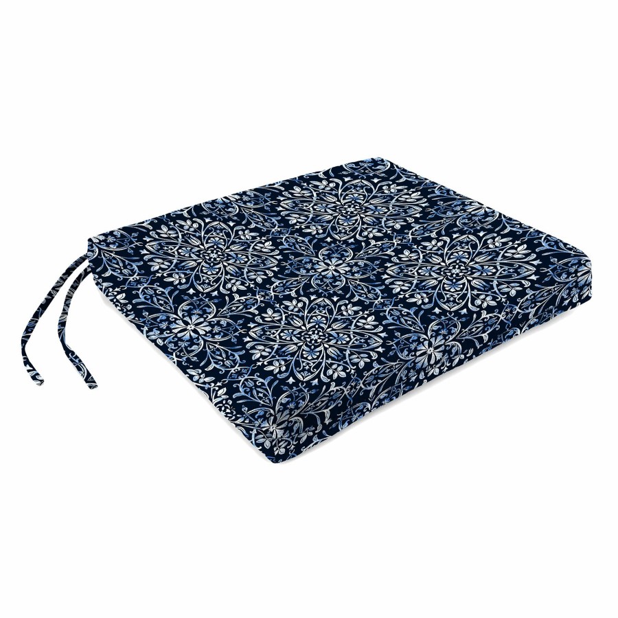 Cushions & Pillows * | Best Sale Dresden Midnight Blue Outdoor Gusseted Square Seat Cushion