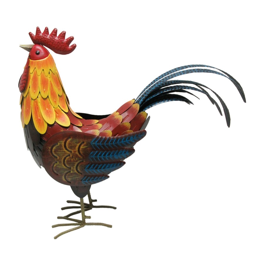 Outdoor Deacutecor * | Popular Outdoor Metal Rooster Figurine, 19