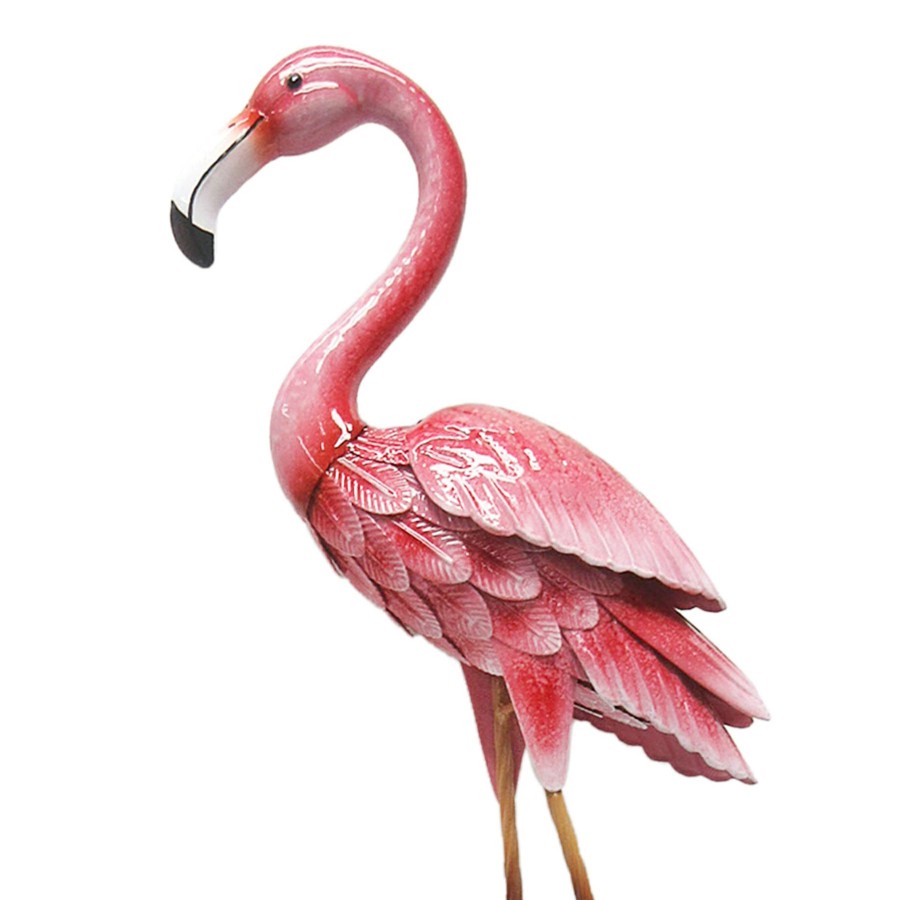 Outdoor Deacutecor * | Exclusive Design 42In Metal Pink Flamingo Stake