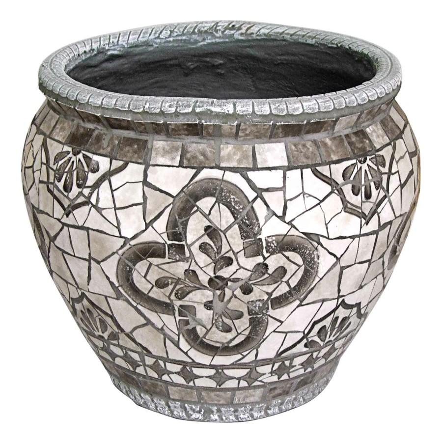 Pots & Planters * | Sale Online Grey Mosaic Tile Ceramic Planter, 12.8