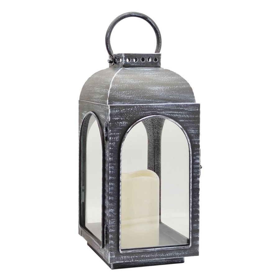 Lighting * | Exclusive Design Led Candle Black Brushed Metal Lantern, 12