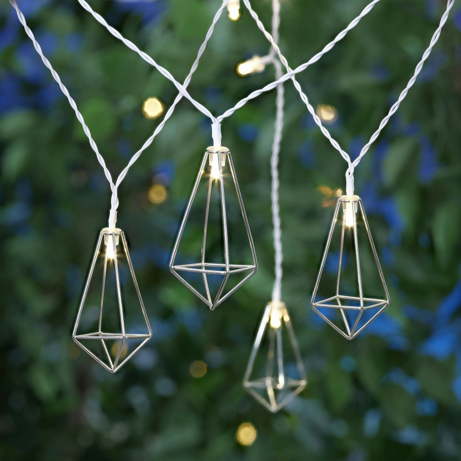 Lighting * | Classical 10-Count Led Silver Plated Diamond String Light Set, Battery Operated