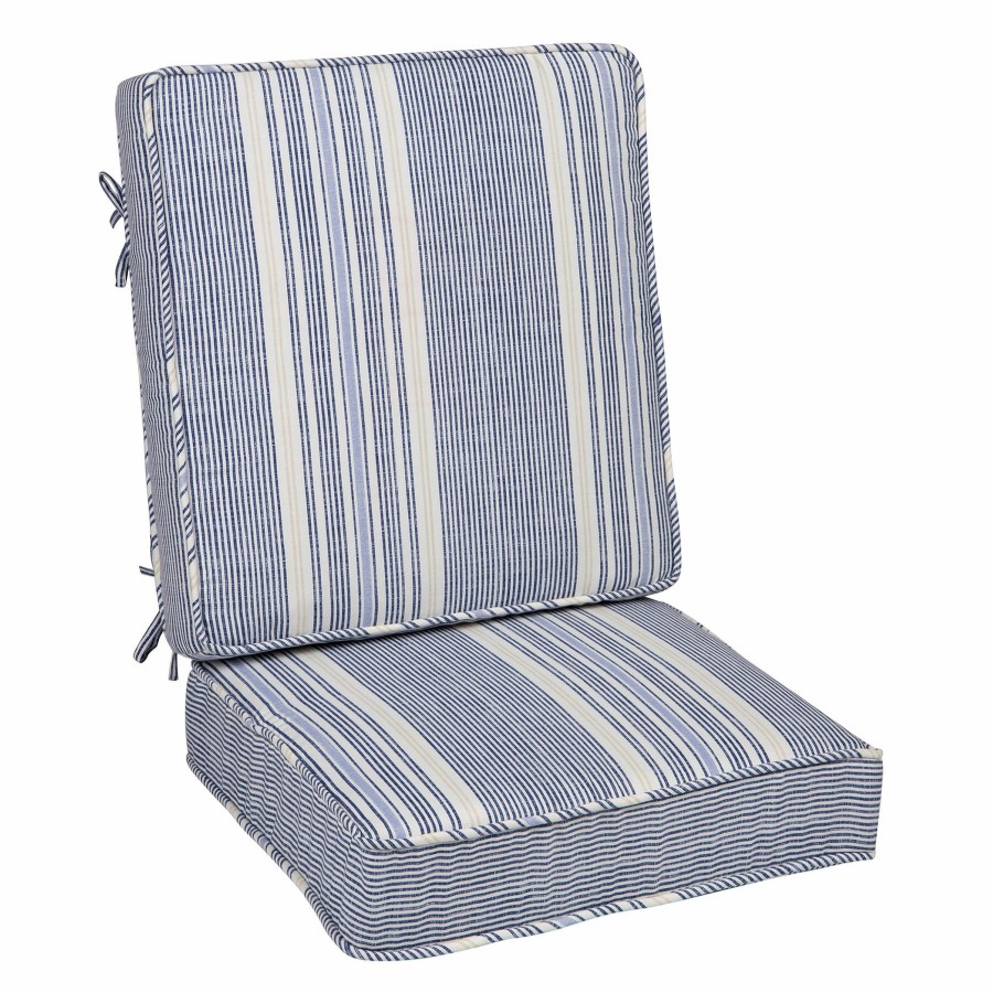 Cushions & Pillows * | Latest 2-Piece Calisto Striped Outdoor Gusseted Deep Seat Cushion