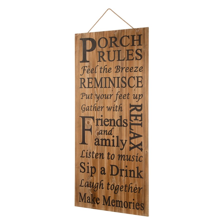 Outdoor Deacutecor * | Featured Wooden Porch Rules Sign, 48