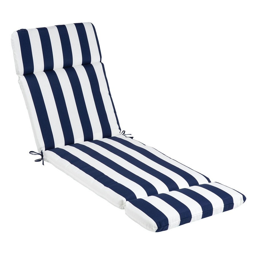 Cushions & Pillows * | Best Sale Navy Awning Striped Universal Outdoor Chaise Lounge Cushion