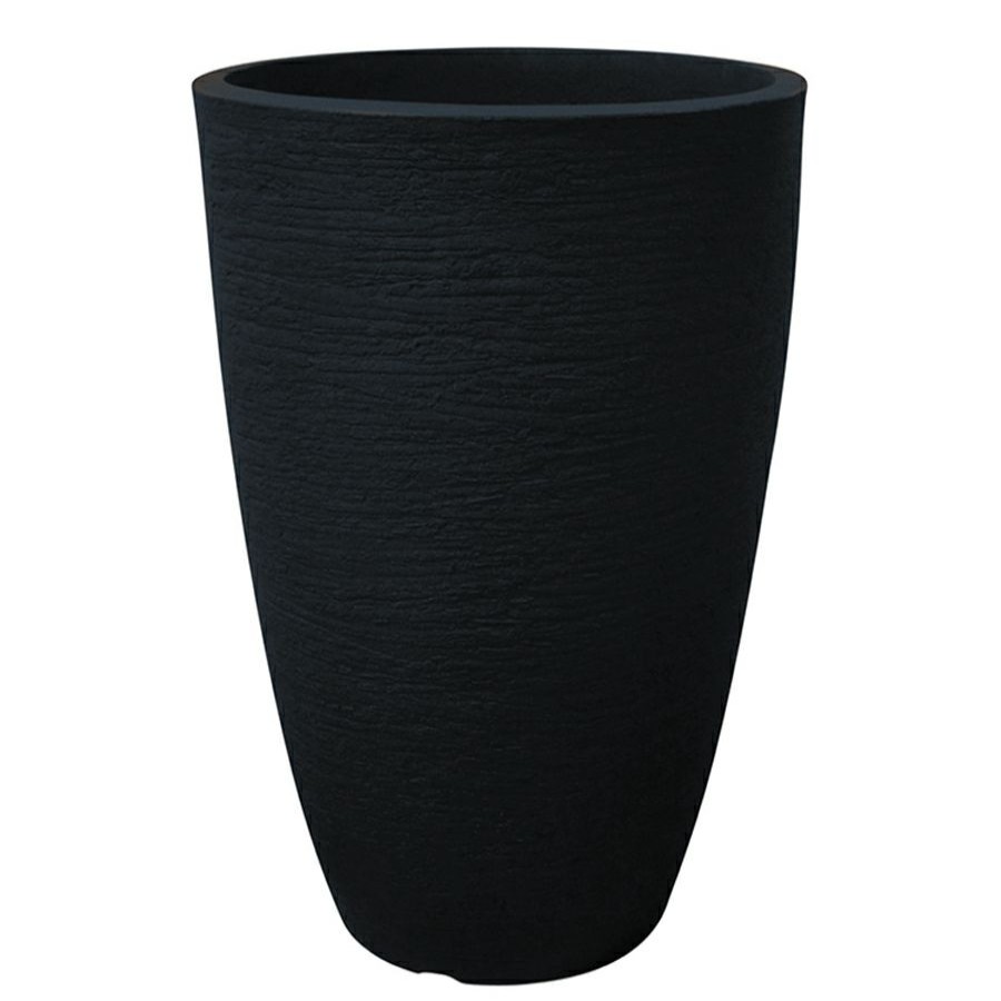 Pots & Planters * | Discount All-Weather Modern Lead Black Planter, 21.5