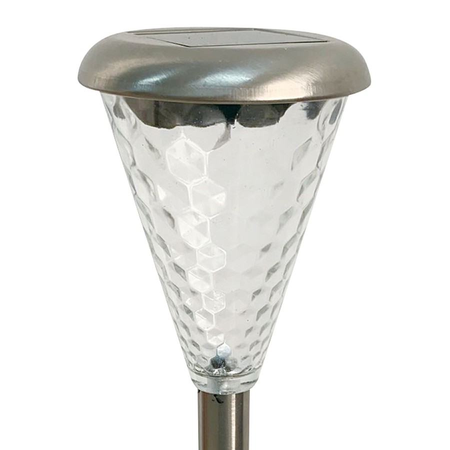 Lighting * | Premium 3L Solar Dimple Glass Path Light, Grey