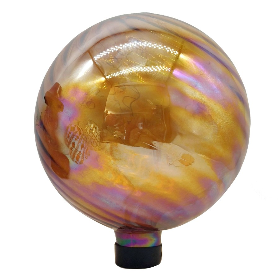 Outdoor Deacutecor * | New Threads Iridescent Amber Glass Gazing Ball, 10