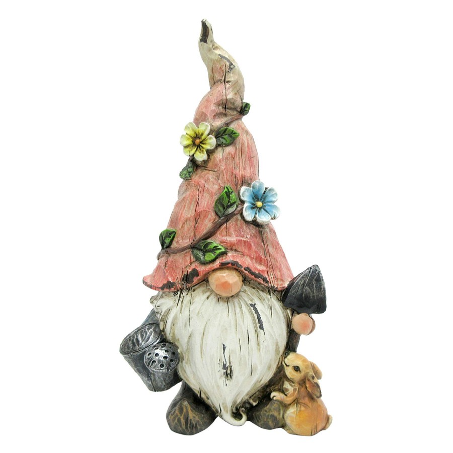 Outdoor Deacutecor * | Best Sale Outdoor Orange Hat Garden Gnome Figurine, 9