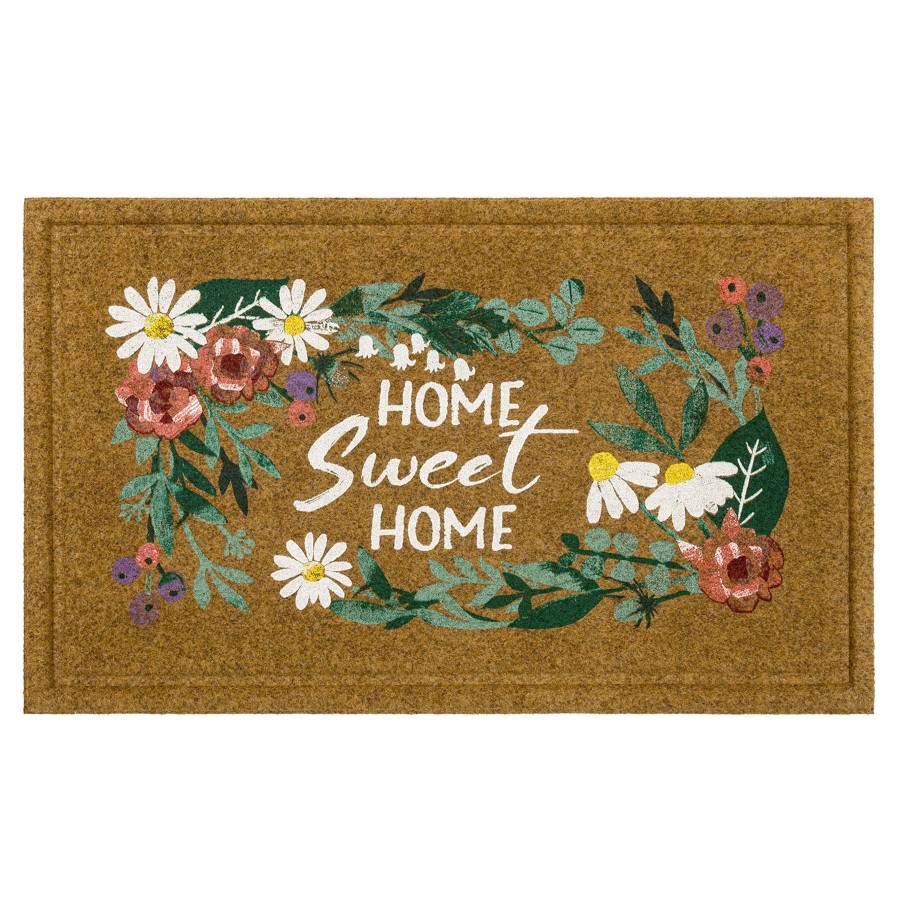 Rugs & Doormats * | Discount Home Sweet Home Floral Coir Mat, 18 30