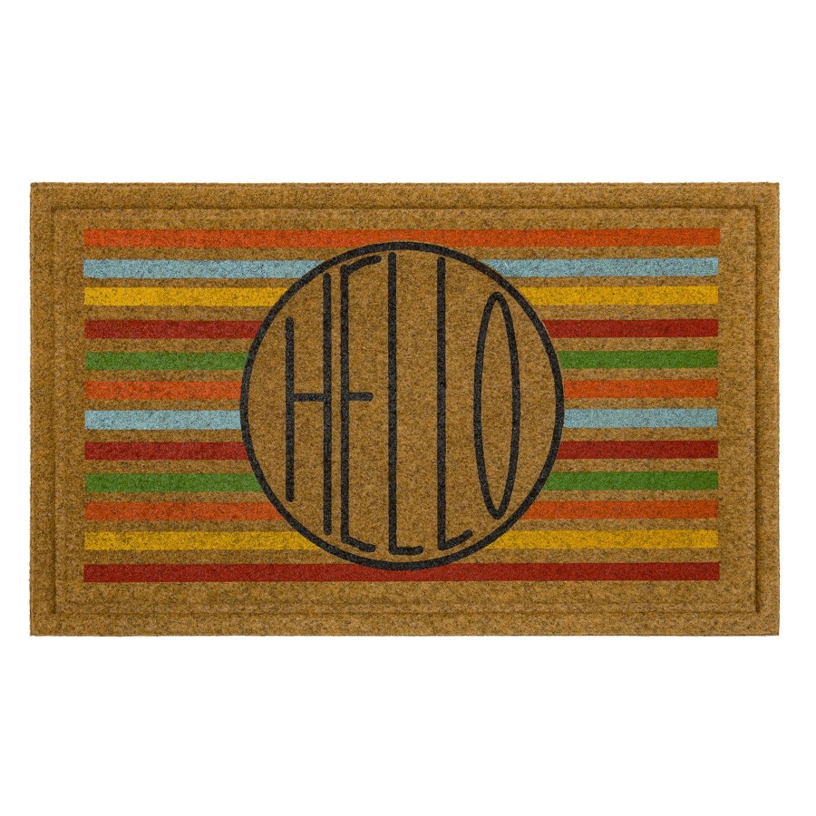 Rugs & Doormats * | Typical Style Hello Multi-Striped Coir Mat, 18 30