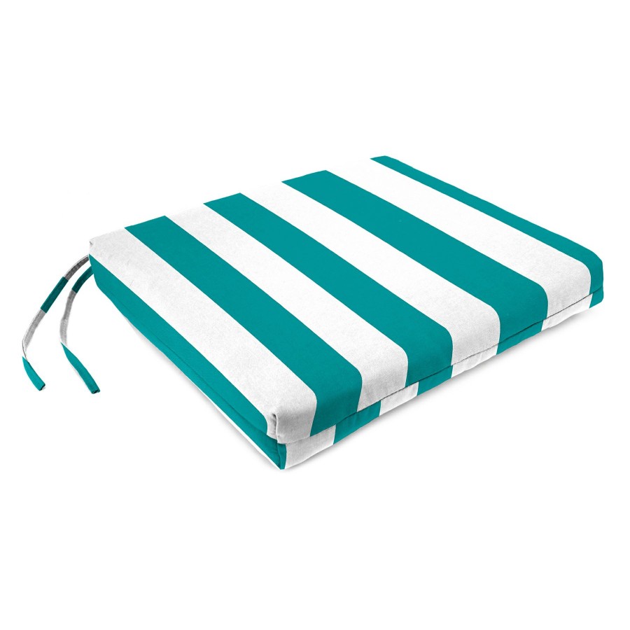 Cushions & Pillows * | Gift Selection Turquoise Awning Striped Outdoor Square Seat Cushion