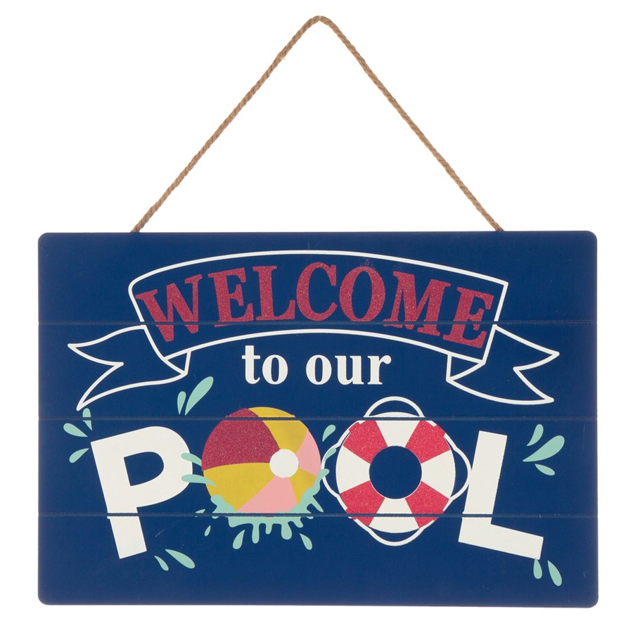 Outdoor Deacutecor * | Free Delivery Welcome To Our Pool Slotted Sign, 20 13