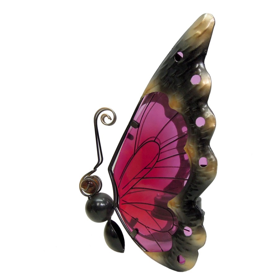 Outdoor Deacutecor * | New Threads Pink Butterfly Solar Light, 9.5