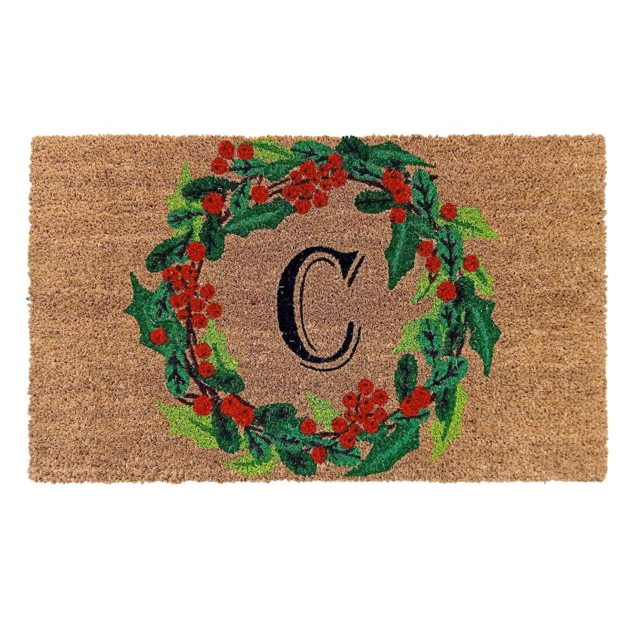 Rugs & Doormats * | Exquisite Gifts Monogram C Wreath Coir Mat, 18 30