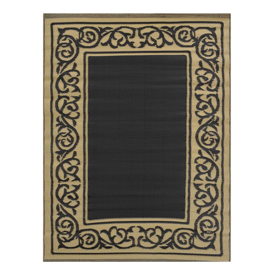 Rugs & Doormats * | Best Sale Black Scroll Border Outdoor Area Rug, 6 9