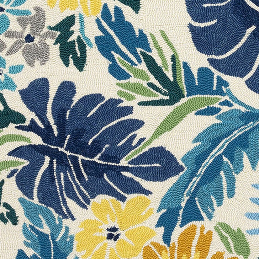 Rugs & Doormats * | Fire Sale (E264) Santa Monica Blue Floral Indoor & Outdoor Runner, 2 5