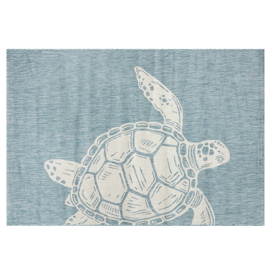 Rugs & Doormats * | Typical Style (E327) Oasis Blue Turtle Indoor & Outdoor Area Rug, 8 10