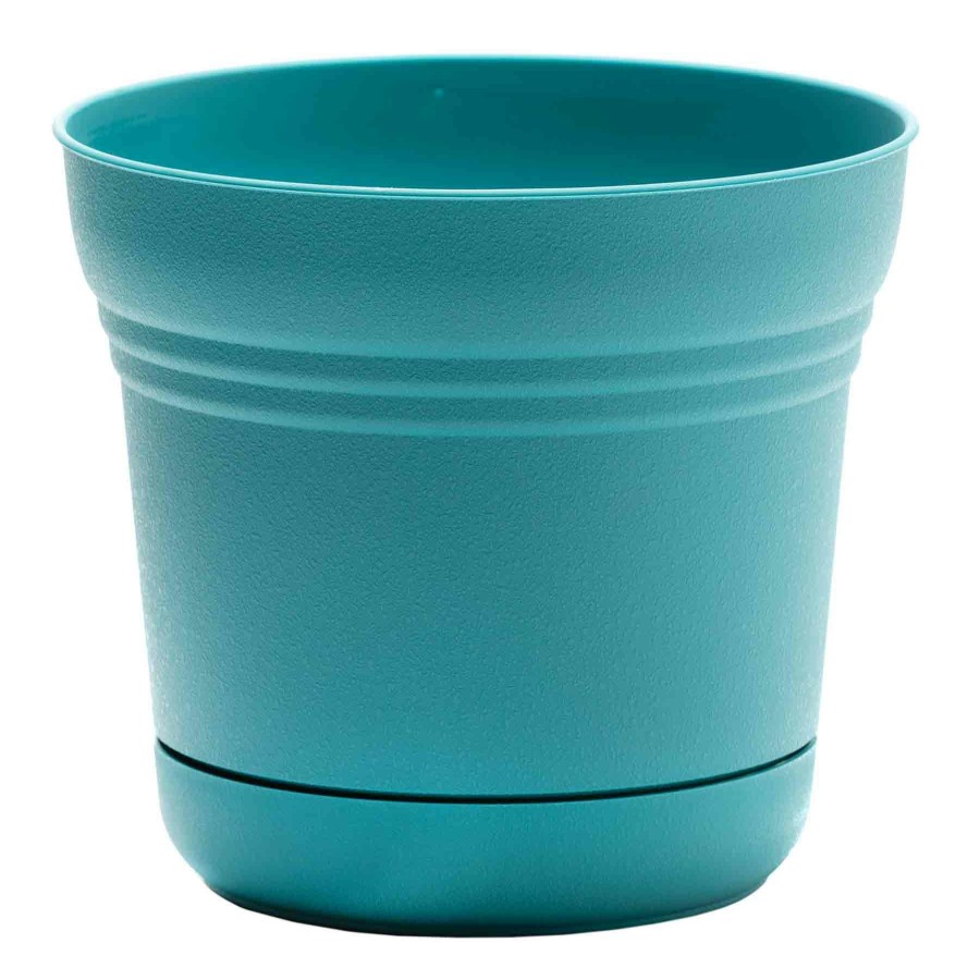 Pots & Planters * | Classical Bermuda Teal Textured Saturn Planter With Saucer, 12