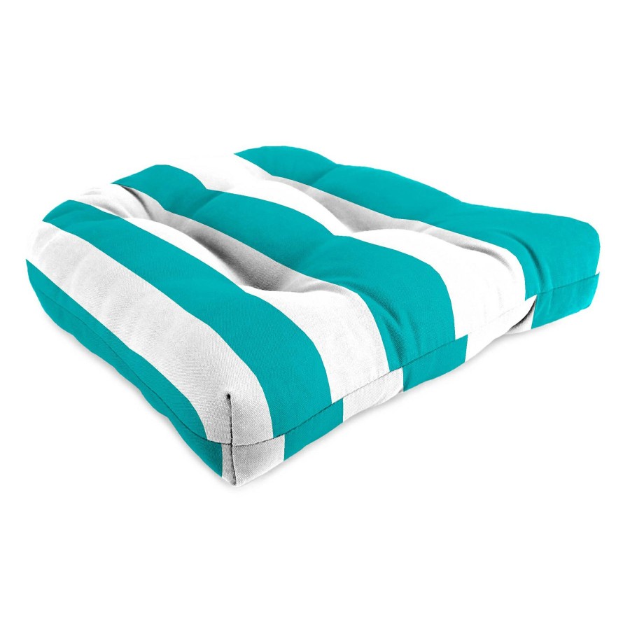 Cushions & Pillows * | Discount Turquoise Awning Striped Outdoor Wicker Seat Cushion