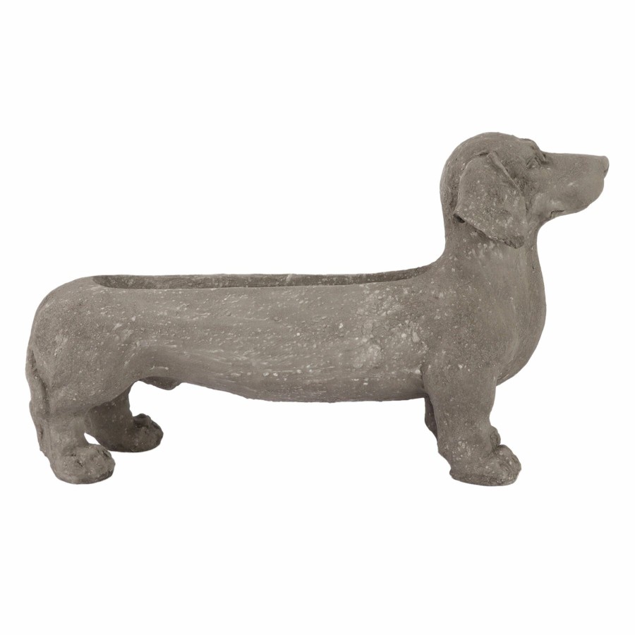 Pots & Planters * | Exclusive Design Grey Dachshund Planter, 20