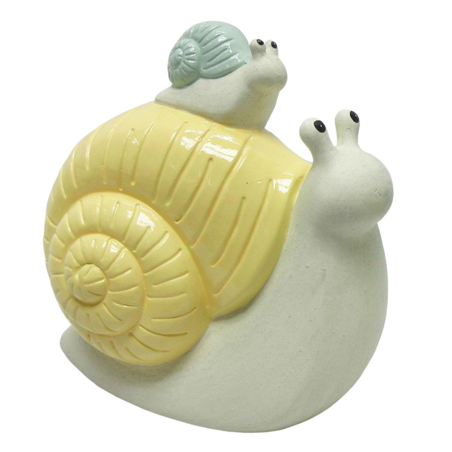 Outdoor Deacutecor * | Fire Sale Outdoor Yellow Terracotta Snail Figurine, 7.5