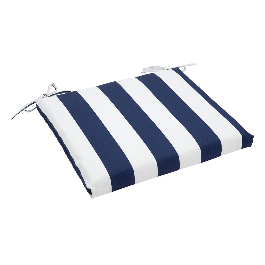 Cushions & Pillows * | Free Delivery Navy Awning Striped Outdoor Square Seat Cushion