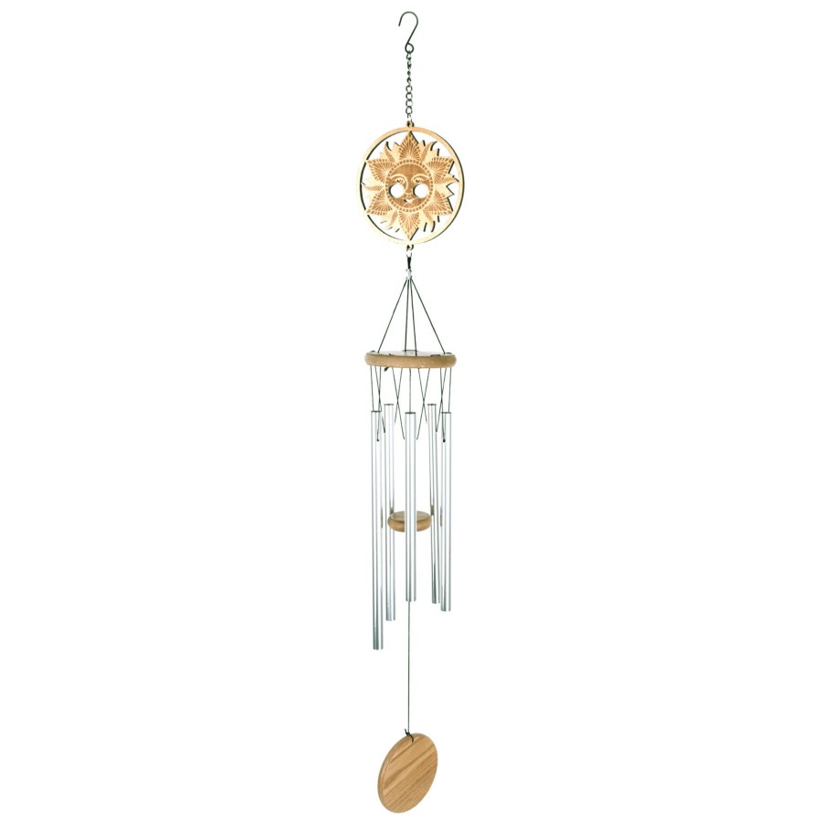 Outdoor Deacutecor * | Classical Wood Sun Face Wind Chime, 34