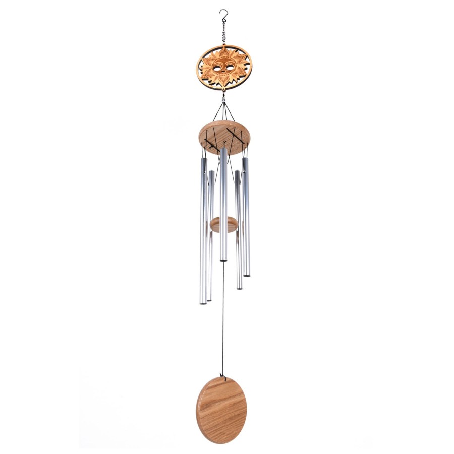 Outdoor Deacutecor * | Classical Wood Sun Face Wind Chime, 34