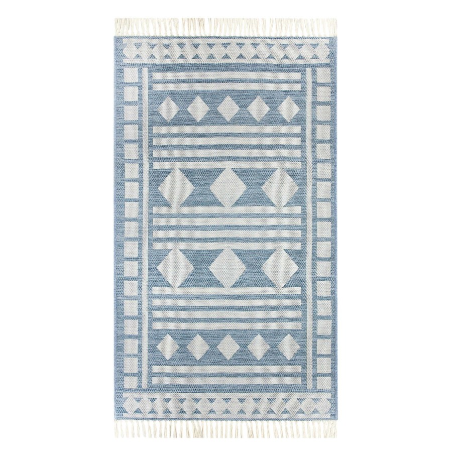 Rugs & Doormats * | Large Choice (E320) Porter Light Blue Patterned Indoor & Outdoor Accent Rug, 3 5