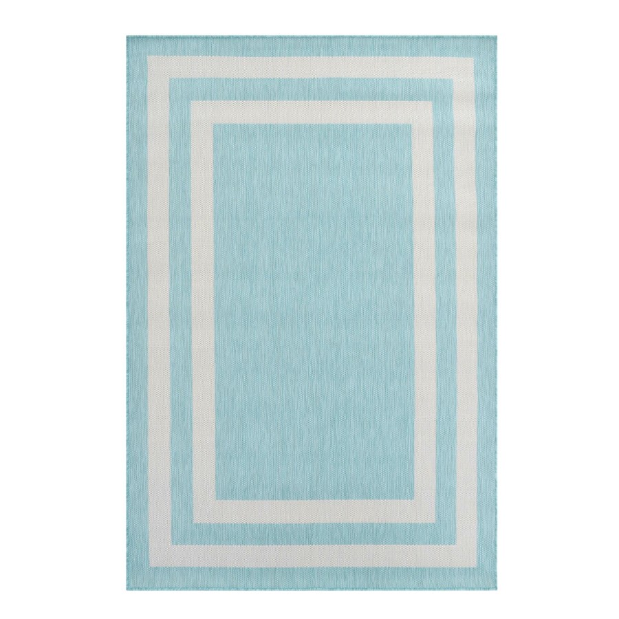 Rugs & Doormats * | Gift Selection (E332) Terrace Turquoise Border Outdoor Area Rug, 7 10