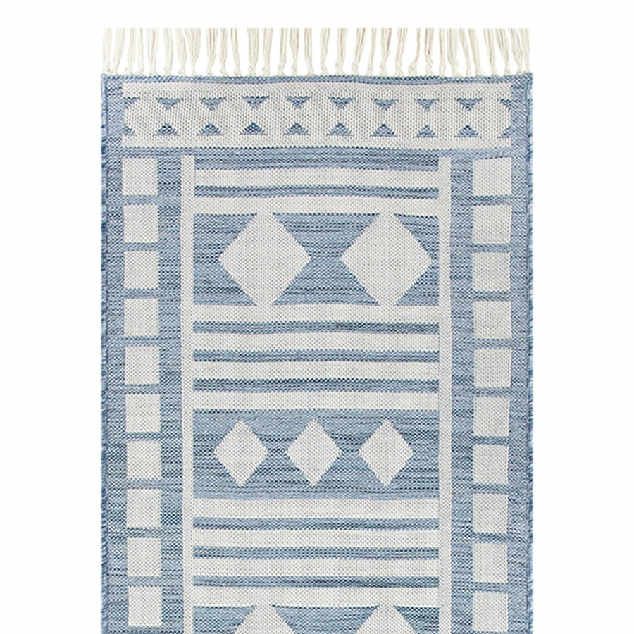 Rugs & Doormats * | Featured (E320) Porter Light Blue Patterned Indoor & Outdoor Runner, 2 7