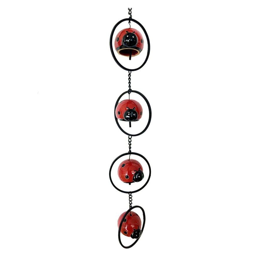 Outdoor Deacutecor * | Large Choice Ceramic Ladybug Wind Chime, 23.5