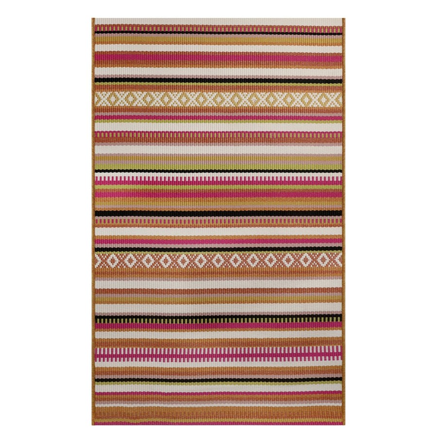 Rugs & Doormats * | Popular (E318) Costa Multi-Colored Striped Outdoor Accent Rug, 3 5