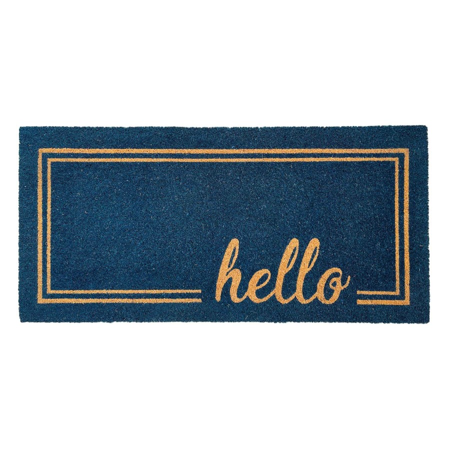 Rugs & Doormats * | Featured Hello Navy Oversized Coir Mat, 22 47