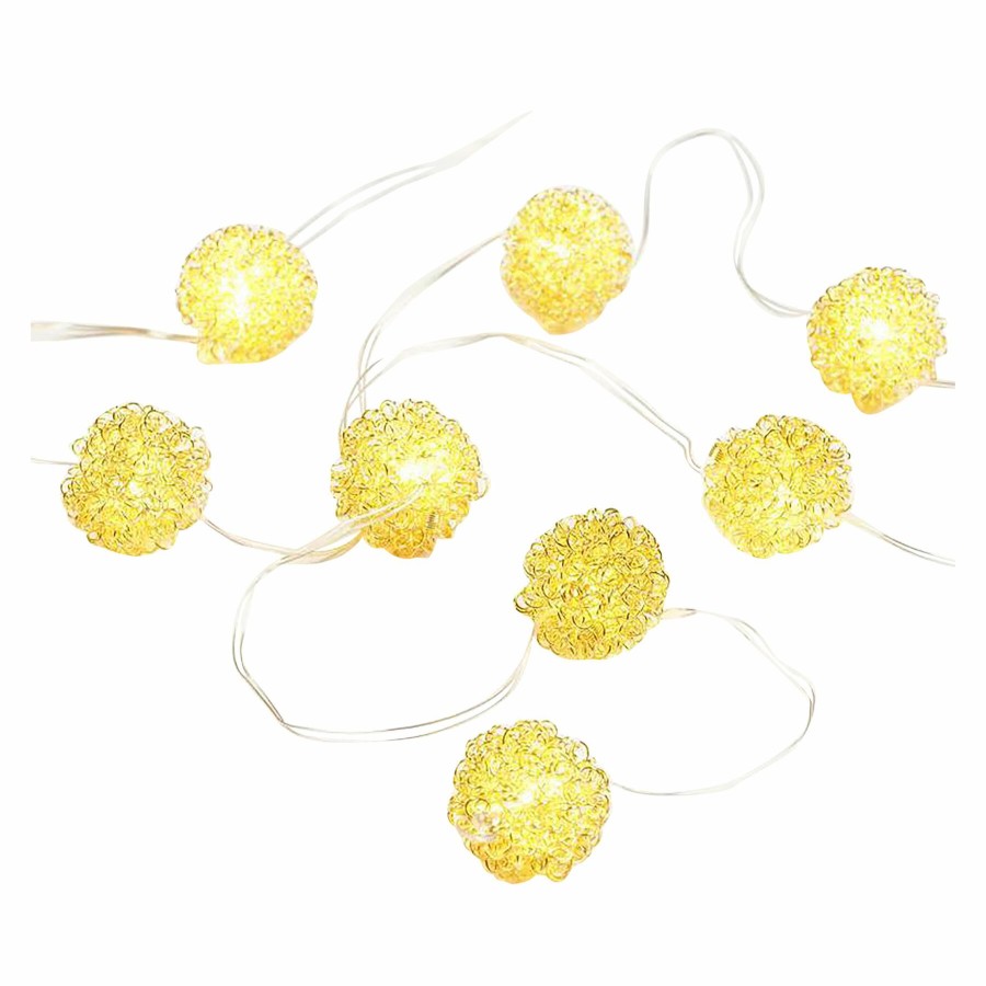 Lighting * | Sale Online 10-Count Led Thread Ball String Light Set, White Wire