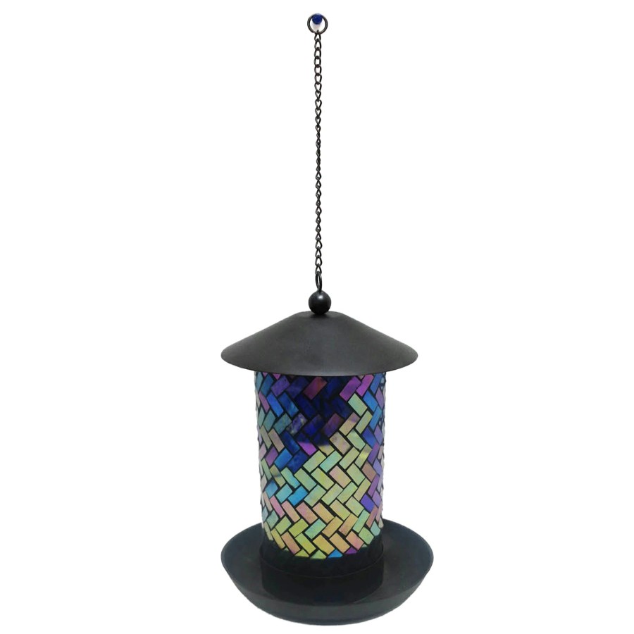 Outdoor Deacutecor * | Typical Style Blue Glass & Metal Birdfeeder, 11