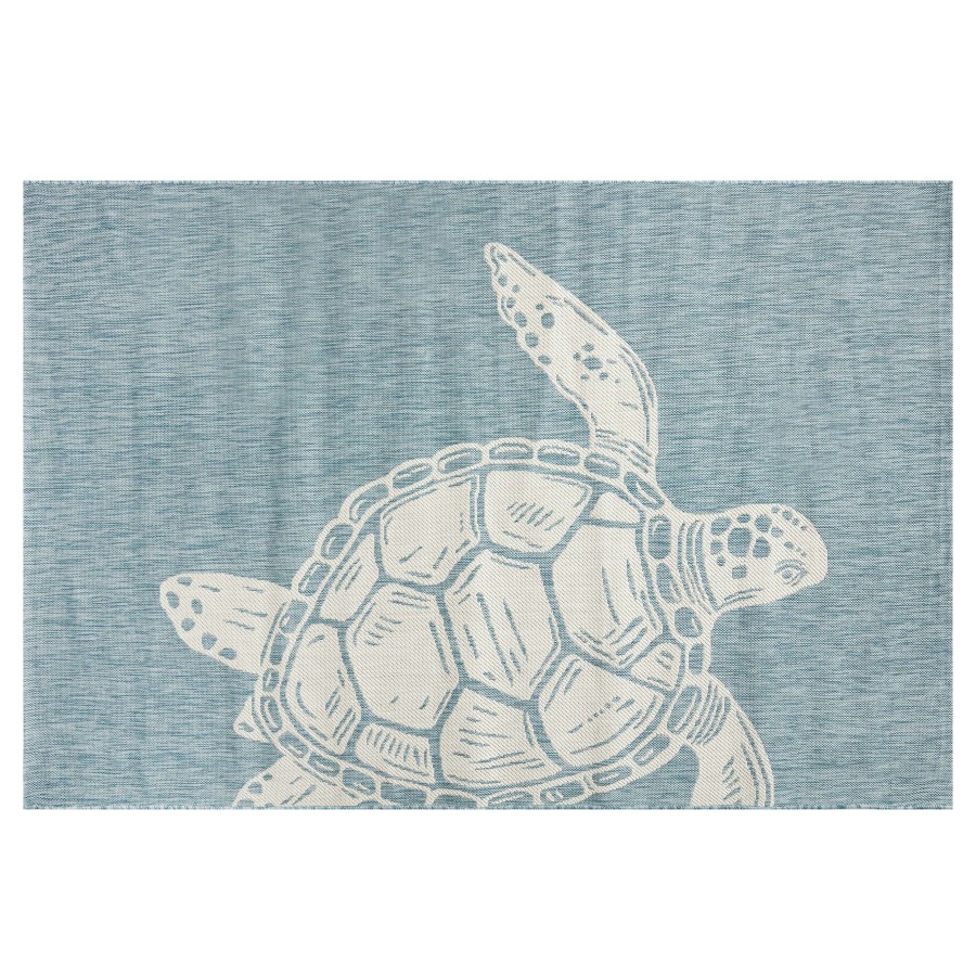 Rugs & Doormats * | New Threads (E327) Oasis Blue Turtle Indoor & Outdoor Area Rug, 5 7