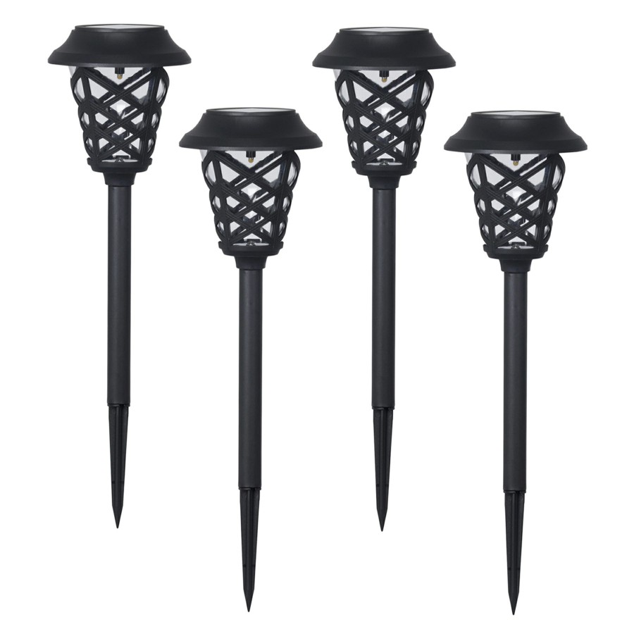 Lighting * | Sale 4-Pack 6L Solar Pathway Lights, Black