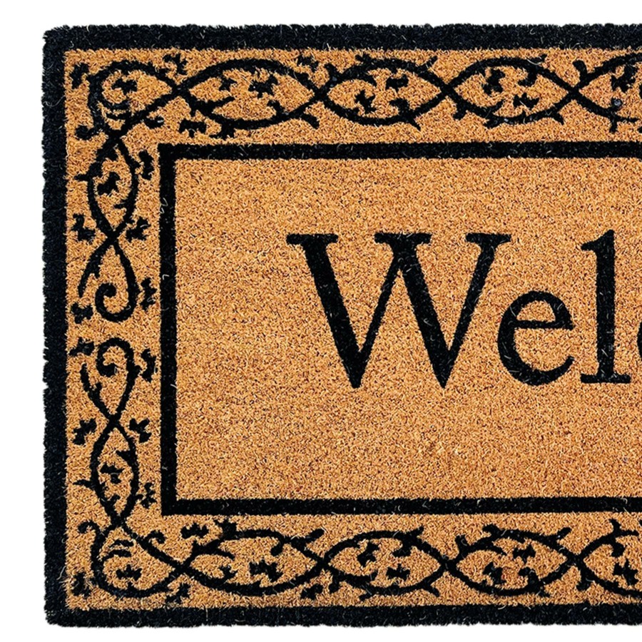 Rugs & Doormats * | Large Choice Traditional Border Welcome Natural & Black Oversized Coir Mat, 22 47