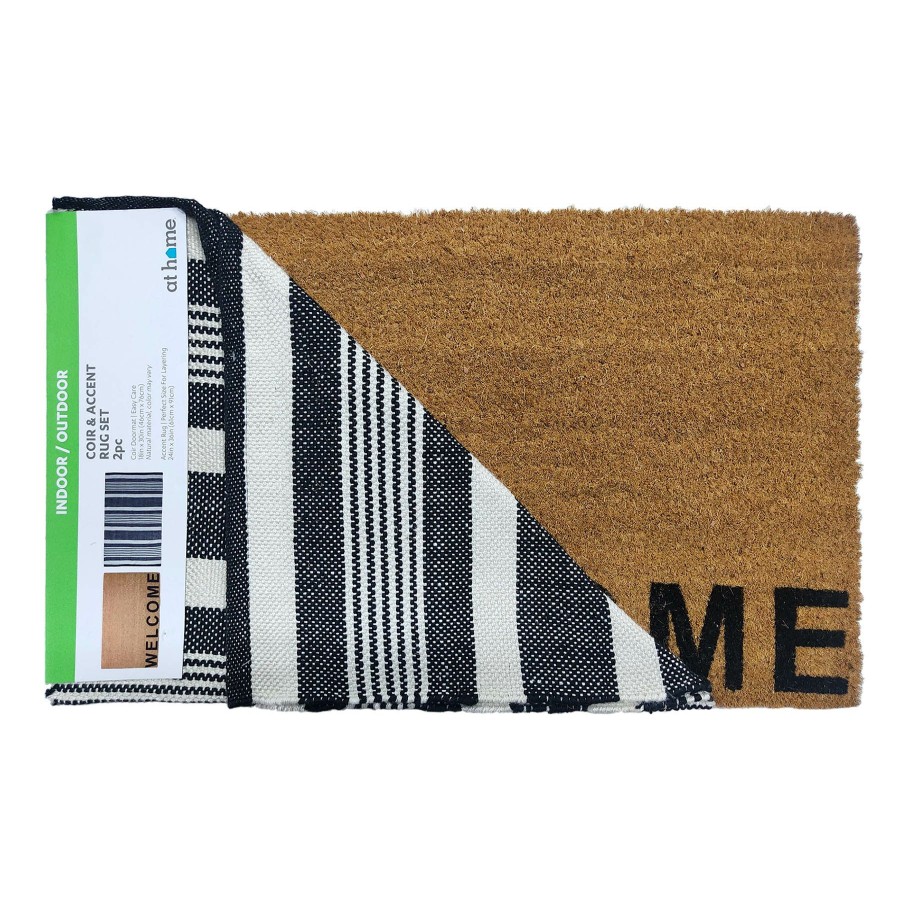 Rugs & Doormats * | New Threads 2-Piece Set Welcome Coir Mat, 18 30, Outdoor Accent Rug, 2 3