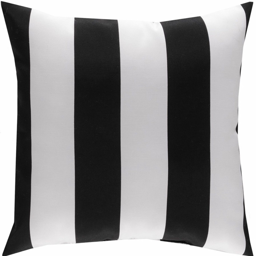 Cushions & Pillows * | Exquisite Gifts Black Awning Striped Outdoor Throw Pillow, 16