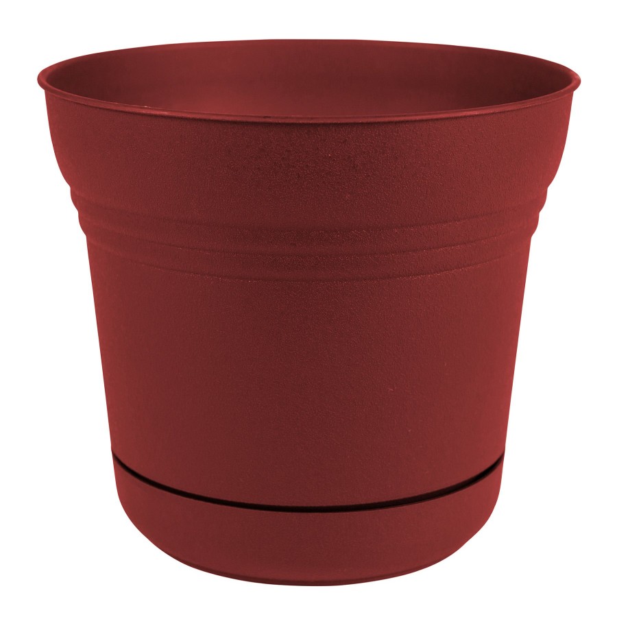 Pots & Planters * | Sale Online Burnt Red Textured Saturn Planter With Saucer, 12