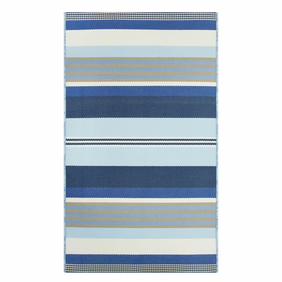 Rugs & Doormats * | Clearance Sale (E319) Avalon Blue Striped Indoor & Outdoor Accent Rug, 3 5