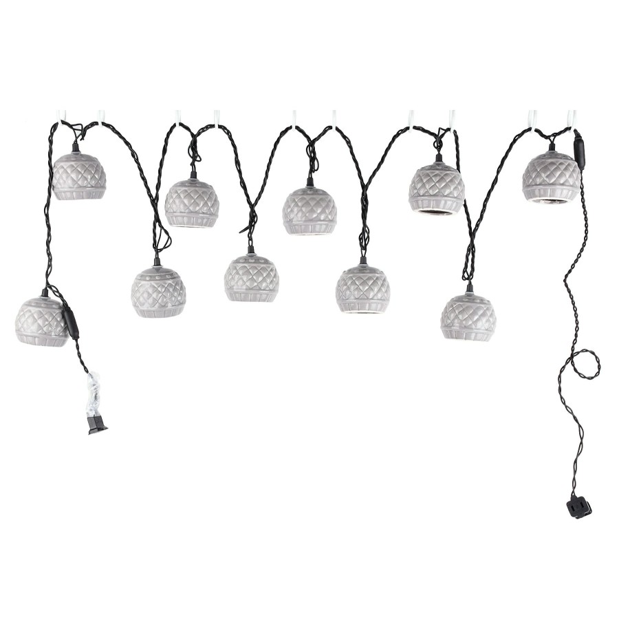 Lighting * | Best Sale 10-Count Ceramic Dome String Light Set, Grey