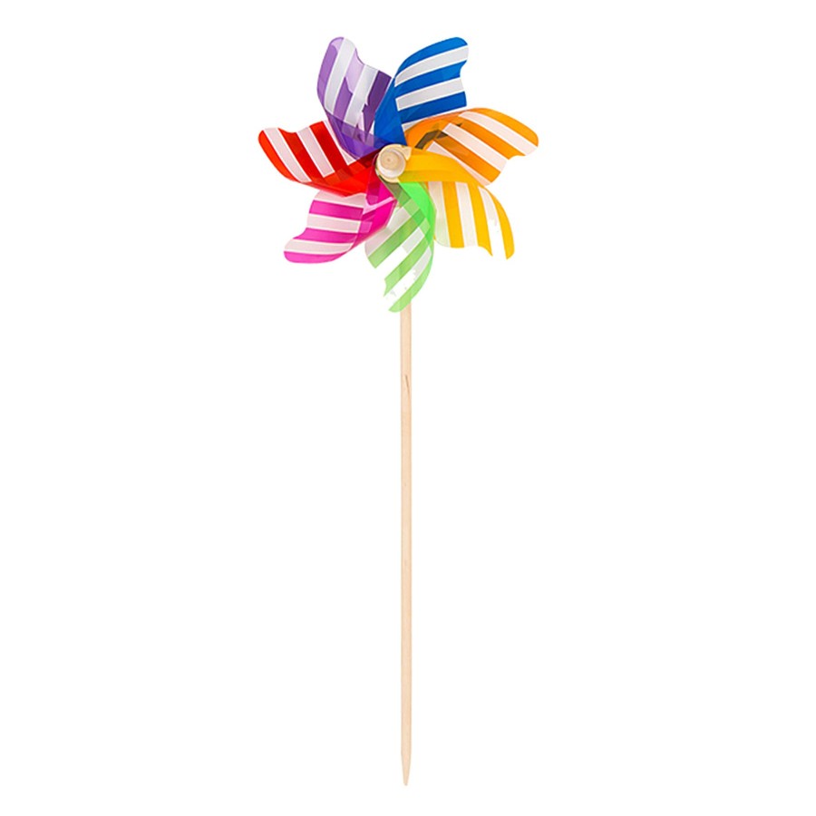 Outdoor Deacutecor * | Discount Multicolor Striped Plastic Whirligig, 19