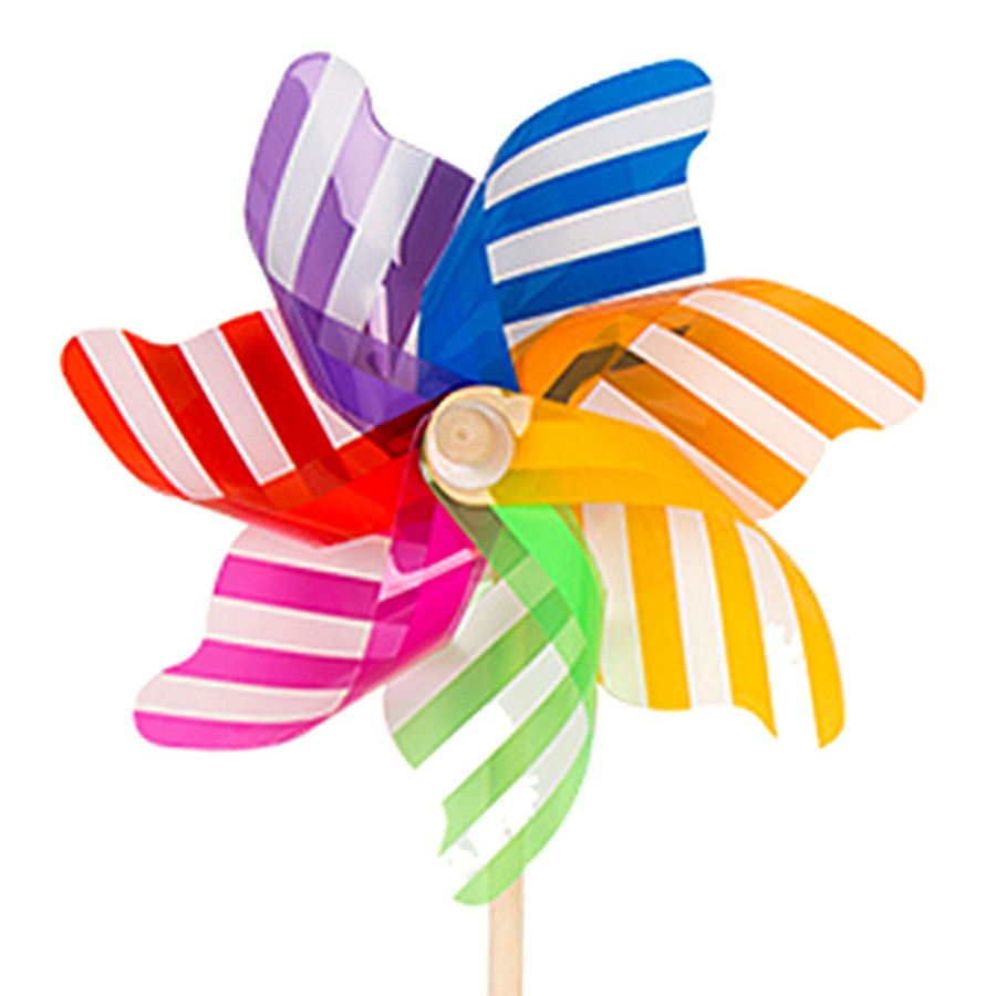 Outdoor Deacutecor * | Discount Multicolor Striped Plastic Whirligig, 19