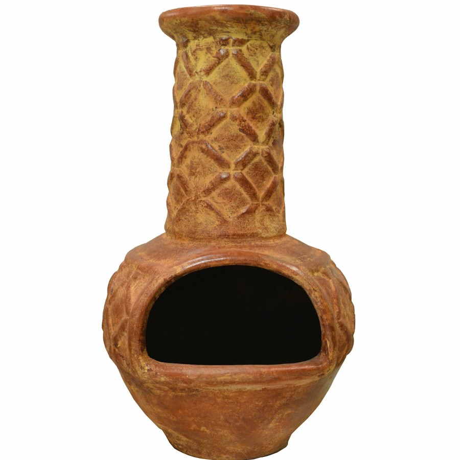 Outdoor Deacutecor * | Popular Handmade Clay Hickory Stack Chimenea